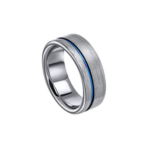 Blue Inlay Tungsten Ring by Fred Bennett