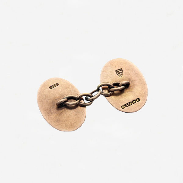 9ct Rose Gold Oval Engine Turned Cufflinks - Secondhand