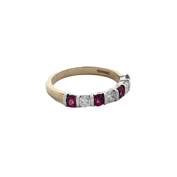 Ruby & Diamond Half Eternity Ring in 18ct Gold