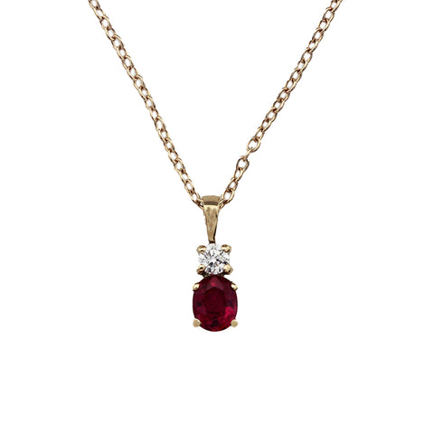 Ruby & Diamond Pendant & Chain in 18ct Gold