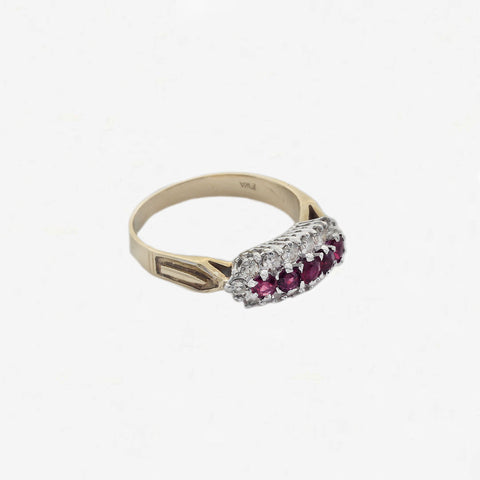 Ruby & Diamond Cluster Ring in 18ct Gold - Secondhand