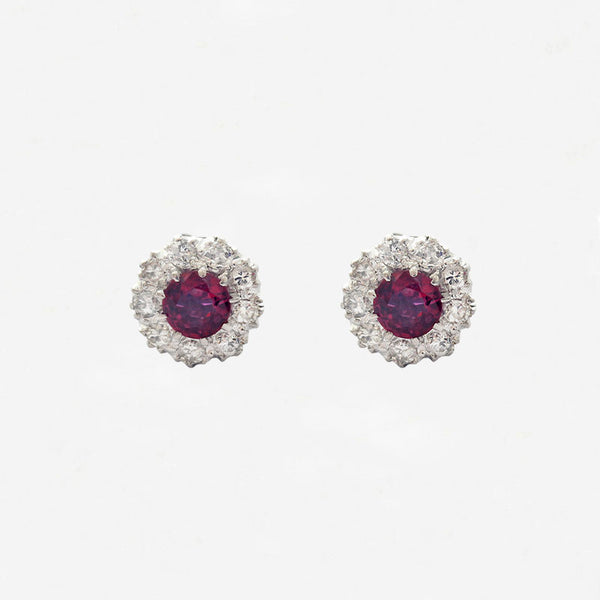 Ruby and Diamond Cluster Stud Earrings - Secondhand