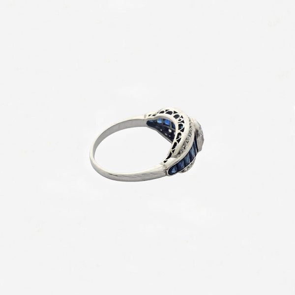 Diamond & Sapphire Art Deco Design Ring - Secondhand