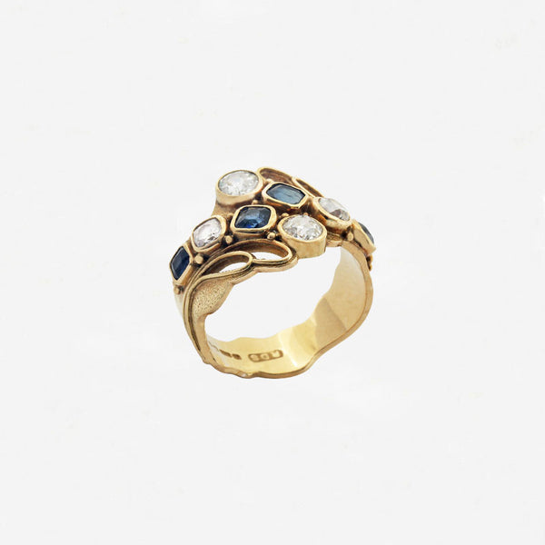 An Abstract Design Sapphire and Diamond Ring - Secondhand