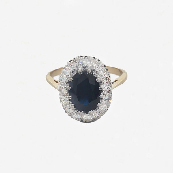 Sapphire & Diamond Cluster Ring in 18ct Gold - Secondhand