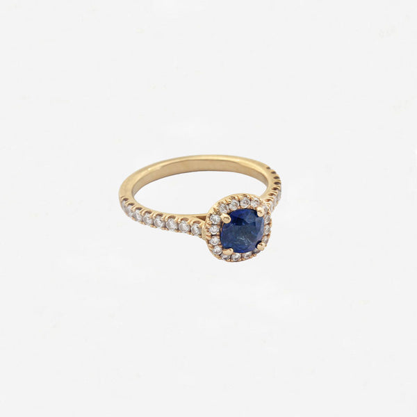 Sapphire and Diamond Cluster Ring in 18ct Gold - Secondhand