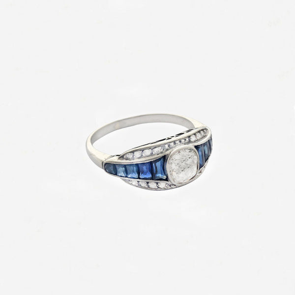 Diamond & Sapphire Art Deco Design Ring - Secondhand