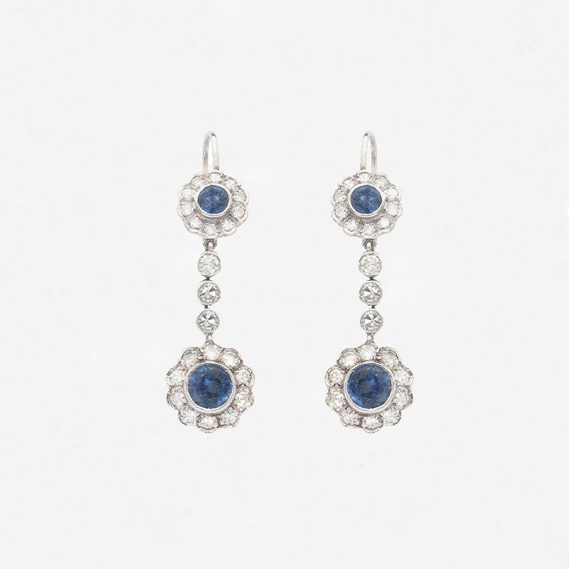 Sapphire and Diamond Drop Earrings - Secondhand