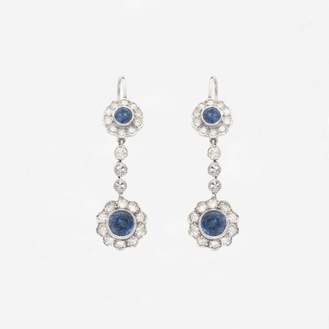 Sapphire and Diamond Drop Earrings - Secondhand
