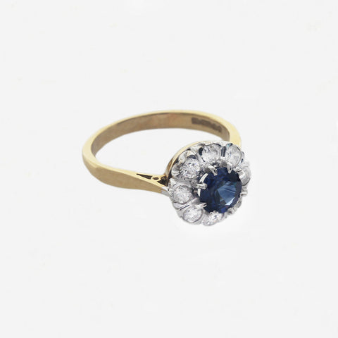 cluster diamond sapphire yellow band side view white background