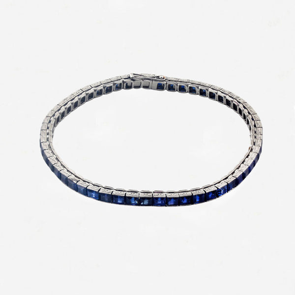 Sapphire Set Line Bracelet in Platinum - Secondhand