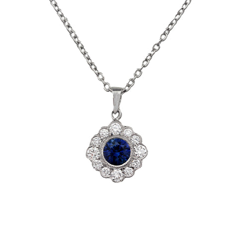 Sapphire & Diamond Pendant & Chain in 18ct Gold