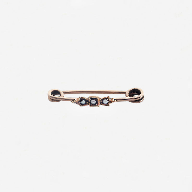 Victorian 9ct Yellow Gold Seed Pearl Bar Brooch