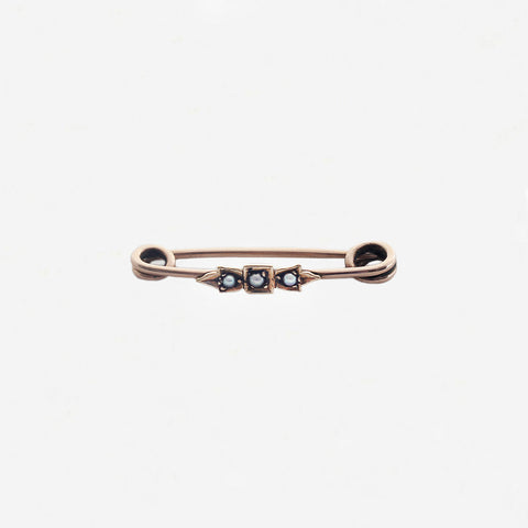 Victorian 9ct Yellow Gold Seed Pearl Bar Brooch