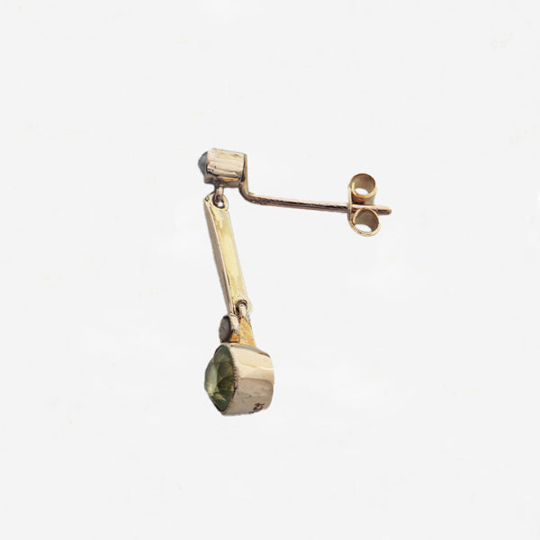 Peridot & Seed Pearl Edwardian Earrings in 9ct Gold - Secondhand