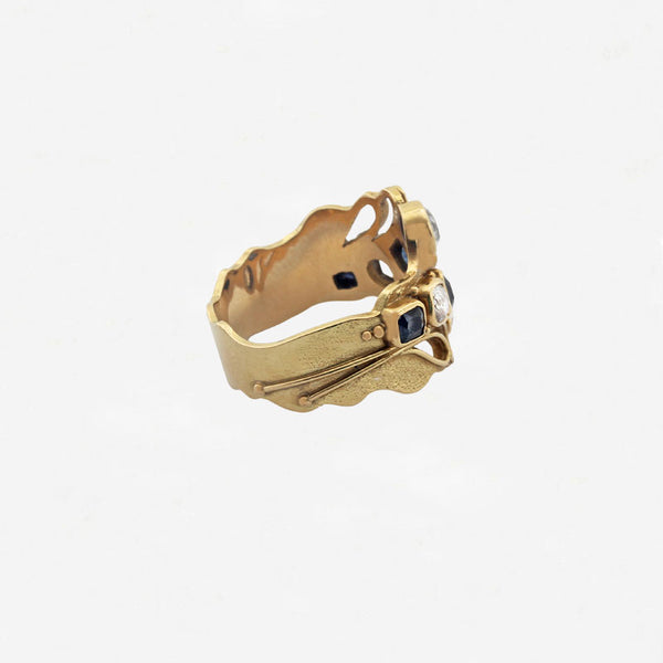 An Abstract Design Sapphire and Diamond Ring - Secondhand