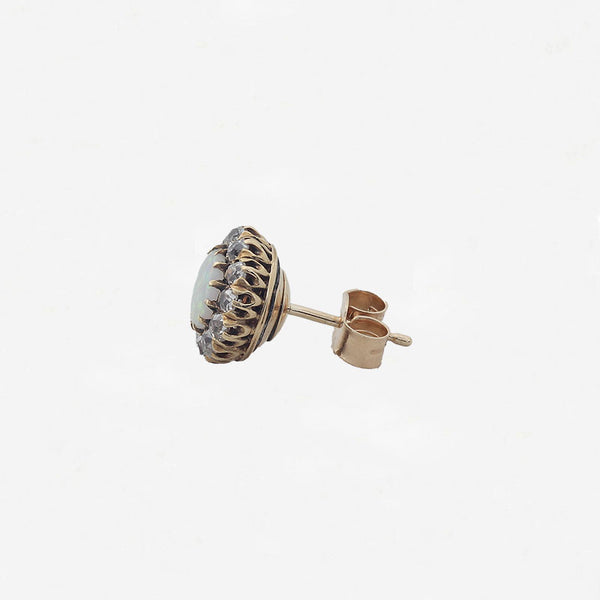 Opal and Diamond Cluster Earrings in 9ct Gold - Secondhand