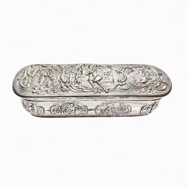 Sterling Silver Oblong Engraved Trinket Box - Secondhand