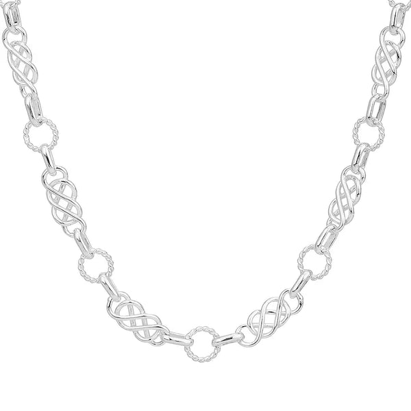 Sterling Silver Handmade Alternating Twisted Circle and Celtic Chain
