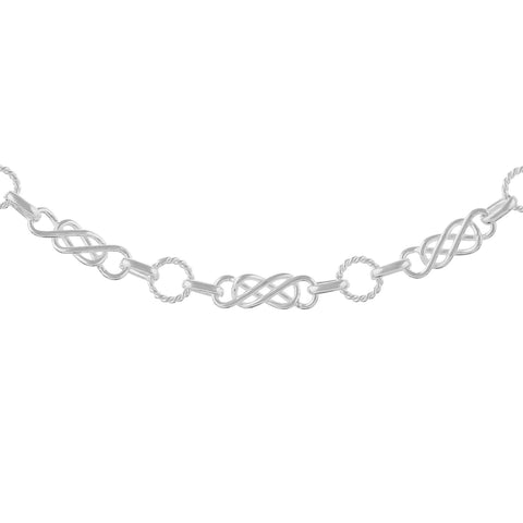 Sterling Silver Handmade Alternating Twisted Circle and Celtic Chain