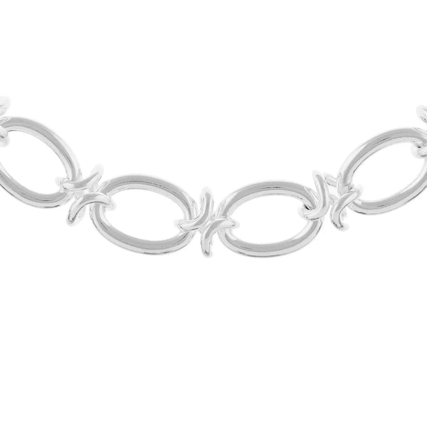 Sterling Silver Handmade Chunky Oval Link and Knot Bracelet