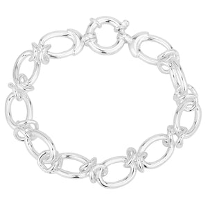 Sterling Silver Handmade Chunky Oval Link and Knot Bracelet