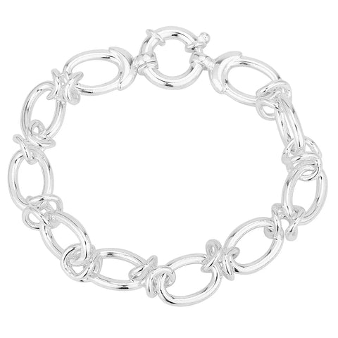 Sterling Silver Handmade Chunky Oval Link and Knot Bracelet