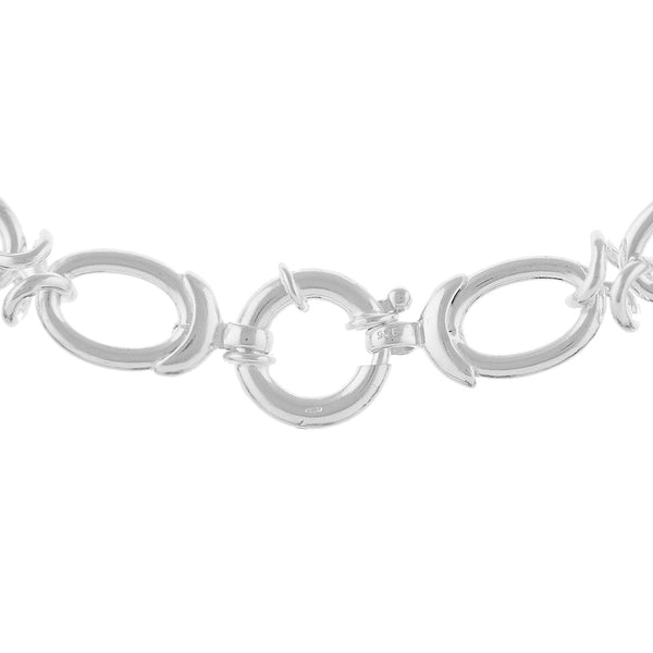 Sterling Silver Handmade Chunky Oval Link and Knot Bracelet