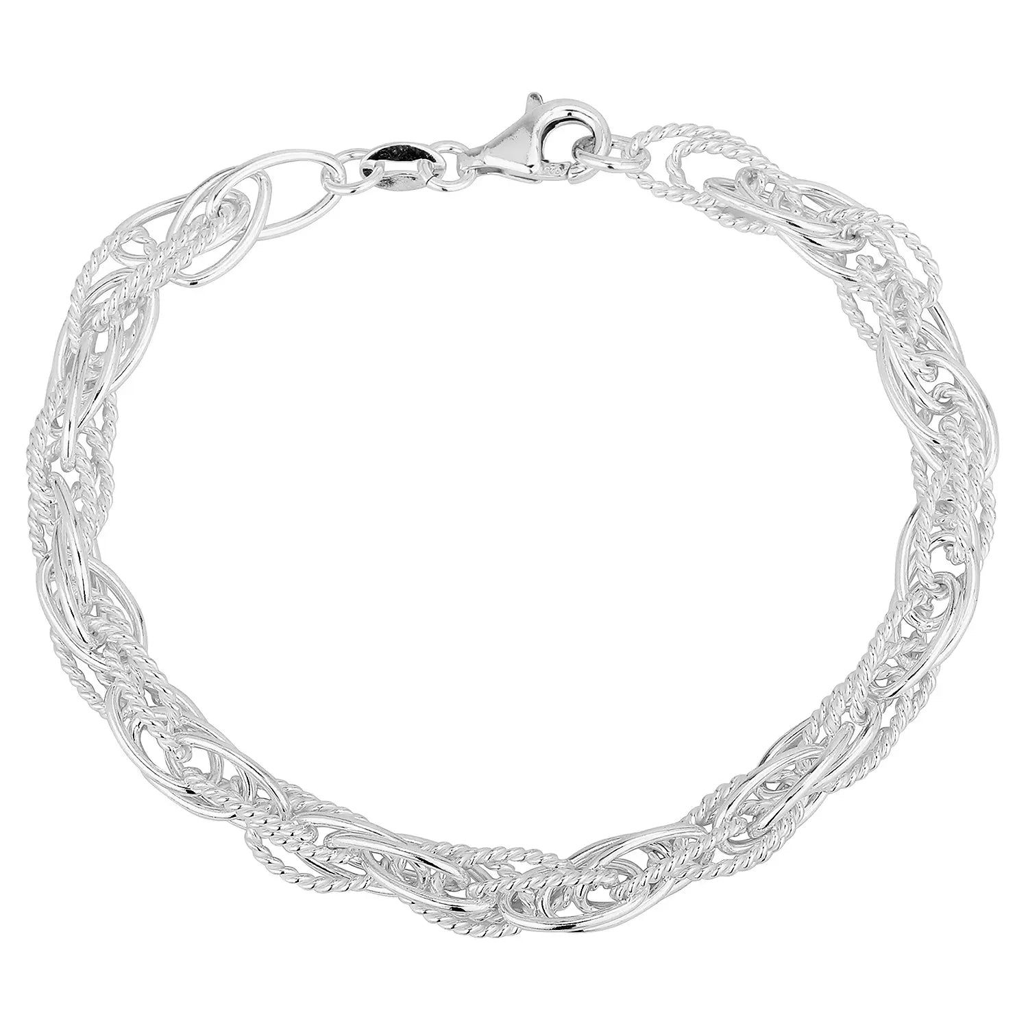 Sterling Silver Handmade Textured Open Rope Style Bracelet
