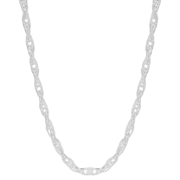 Sterling Silver Handmade Textured Open Rope Style Chain