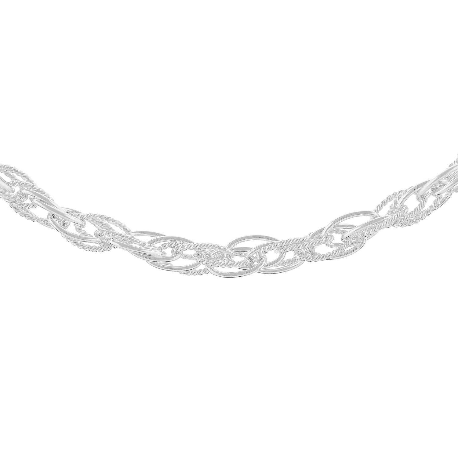 Sterling Silver Handmade Textured Open Rope Style Chain
