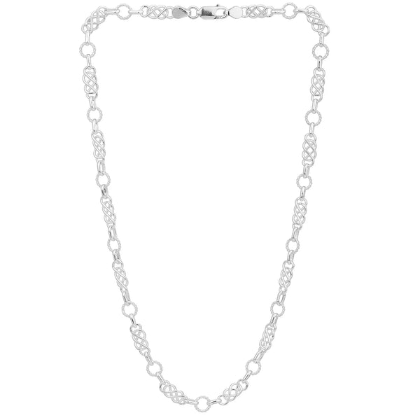 Sterling Silver Handmade Alternating Twisted Circle and Celtic Chain