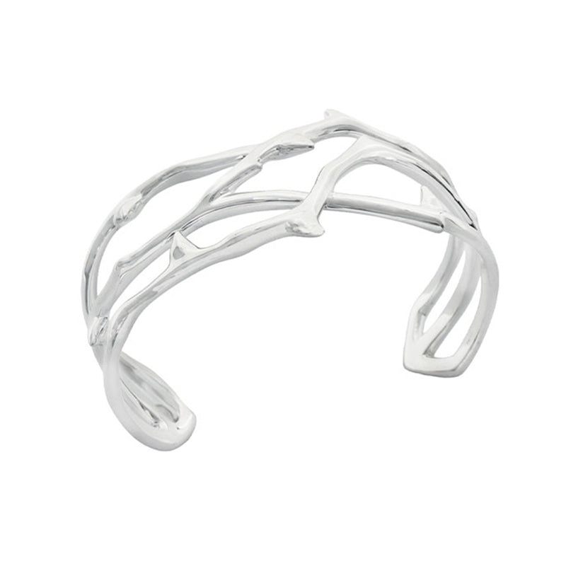 Silver Thorn Grab Bangle
