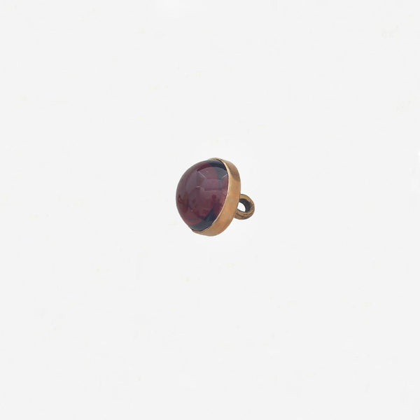 round garnet cabochon dress stud with gold border
