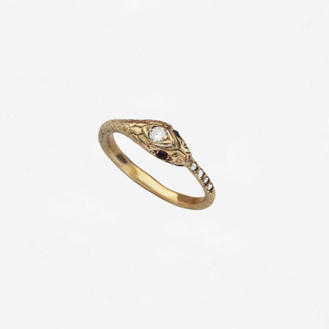 Ruby and Diamond Antique Snake Design Ring - Secondhand