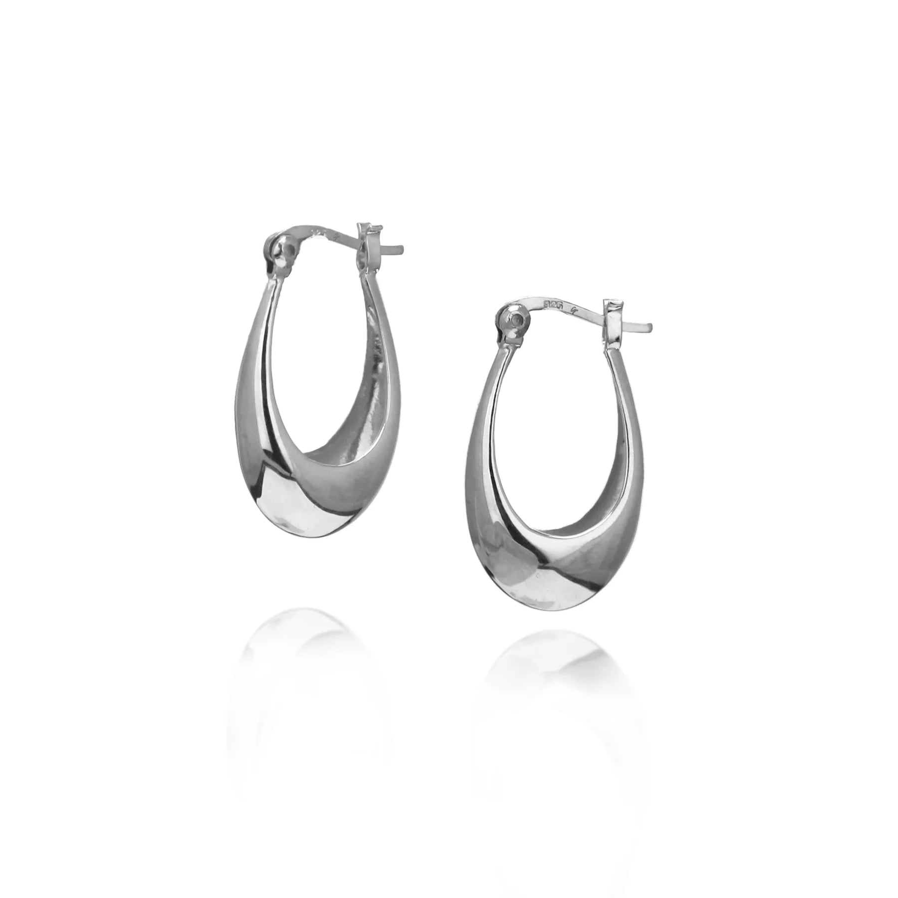 Oval Medium Hoop Earrings in Silver by Christin Ranger