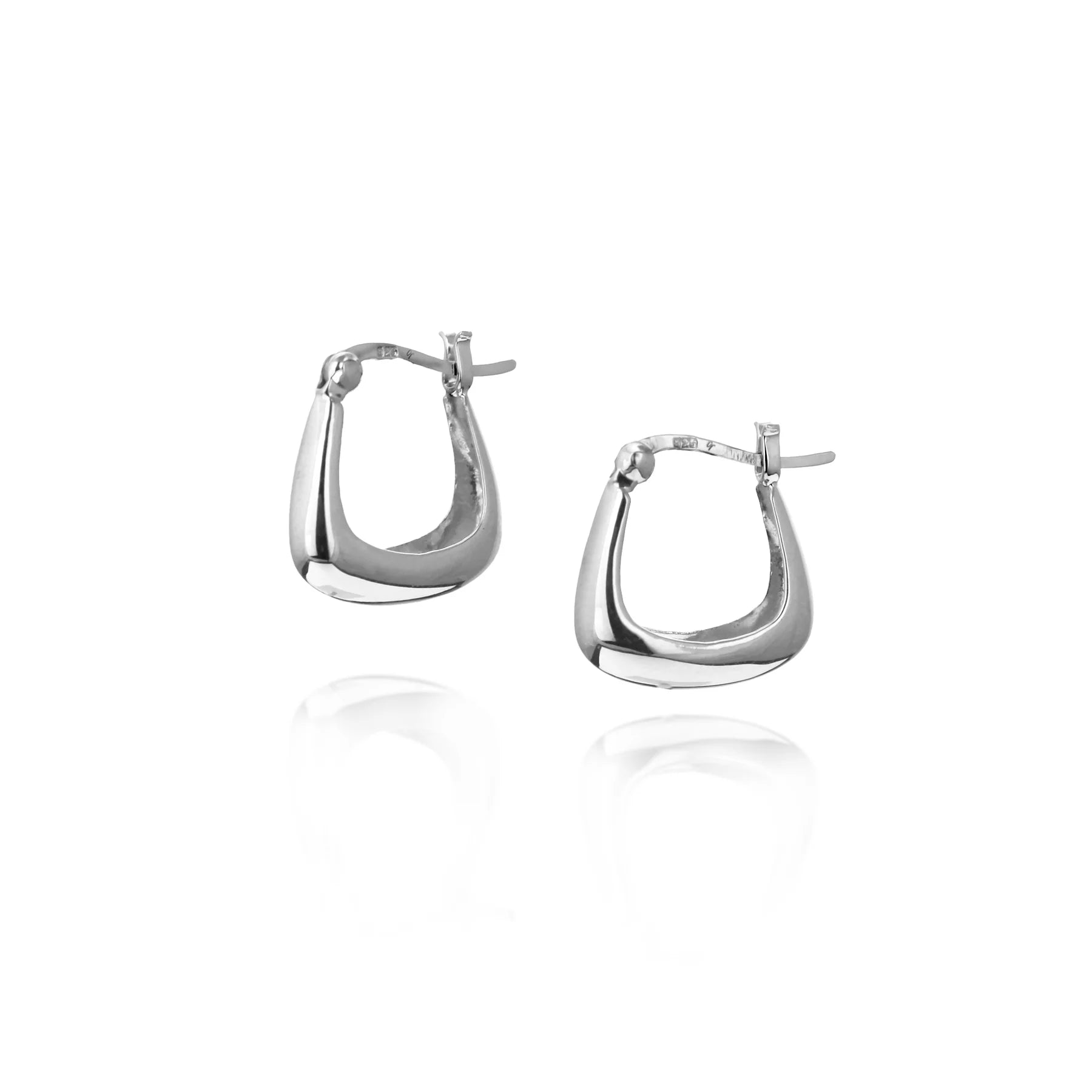 Square Small Hoop Earrings in Silver by Christin Ranger