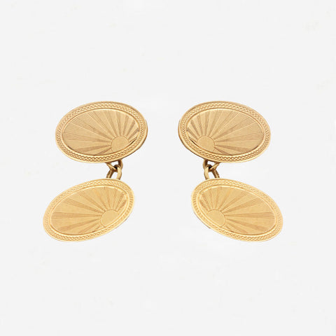 18ct Gold Oval Sunburst Cufflinks - Secondhand