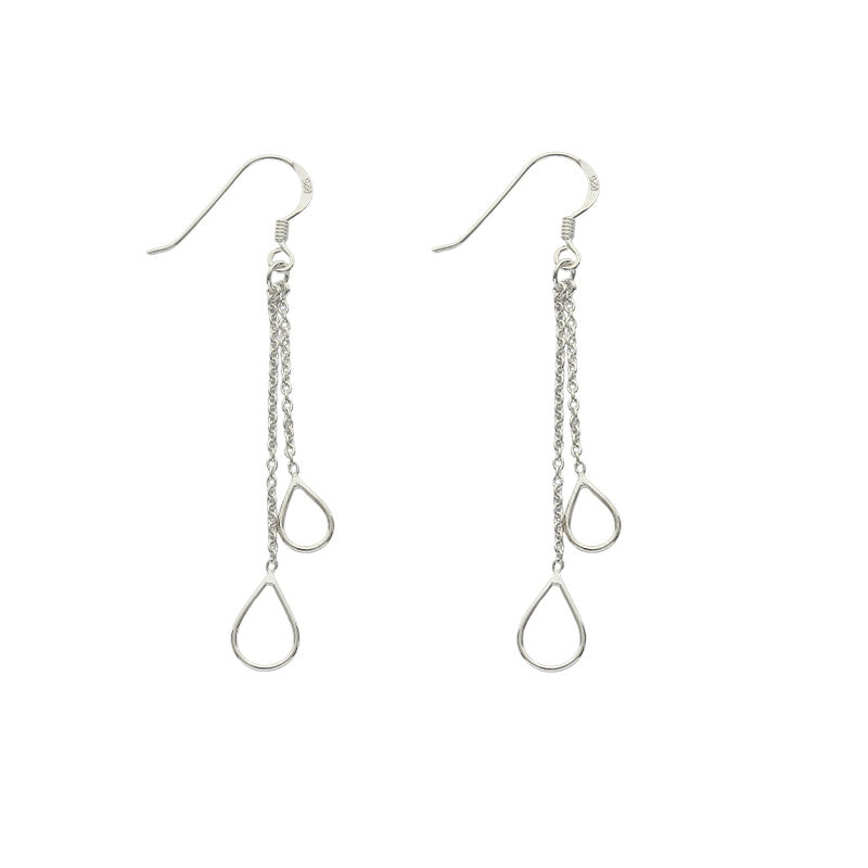 Sterling Silver Teardrop and Chain Drop Earrings
