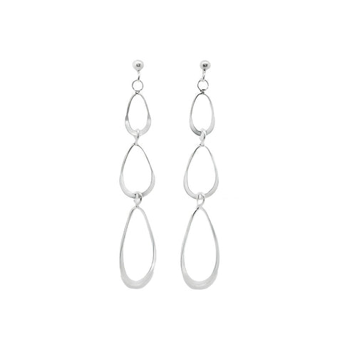 Sterling Silver Oval Link Design Drop Earrings