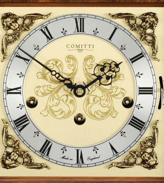 The Georgian Basket Top Triple Chime In Walnut by Comitti Clocks