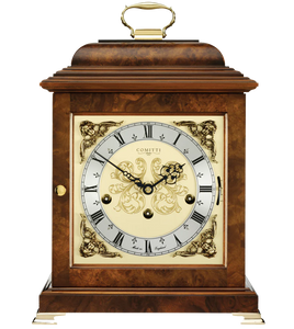 The Georgian Basket Top Triple Chime In Walnut by Comitti Clocks