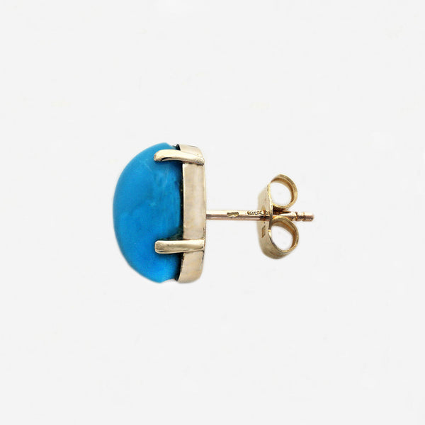 Turquoise Stud Earrings in 9ct Yellow Gold - Secondhand