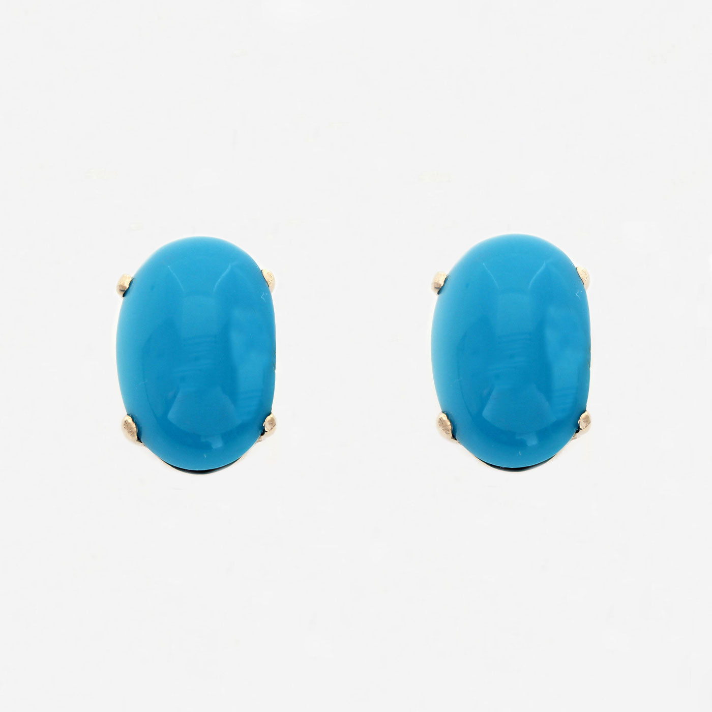 Turquoise Stud Earrings in 9ct Yellow Gold - Secondhand
