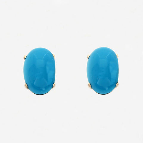 Turquoise Stud Earrings in 9ct Yellow Gold - Secondhand