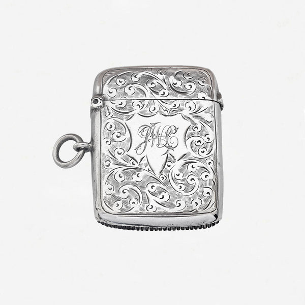 Edwardian Silver Vesta Case With Scroll Engraving - Secondhand