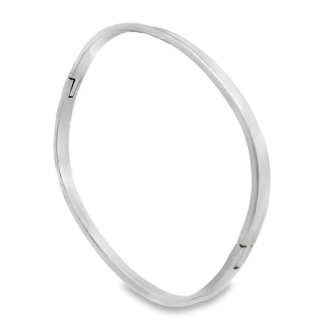 Sterling Silver Oval TV Shaped Hinged Bangle