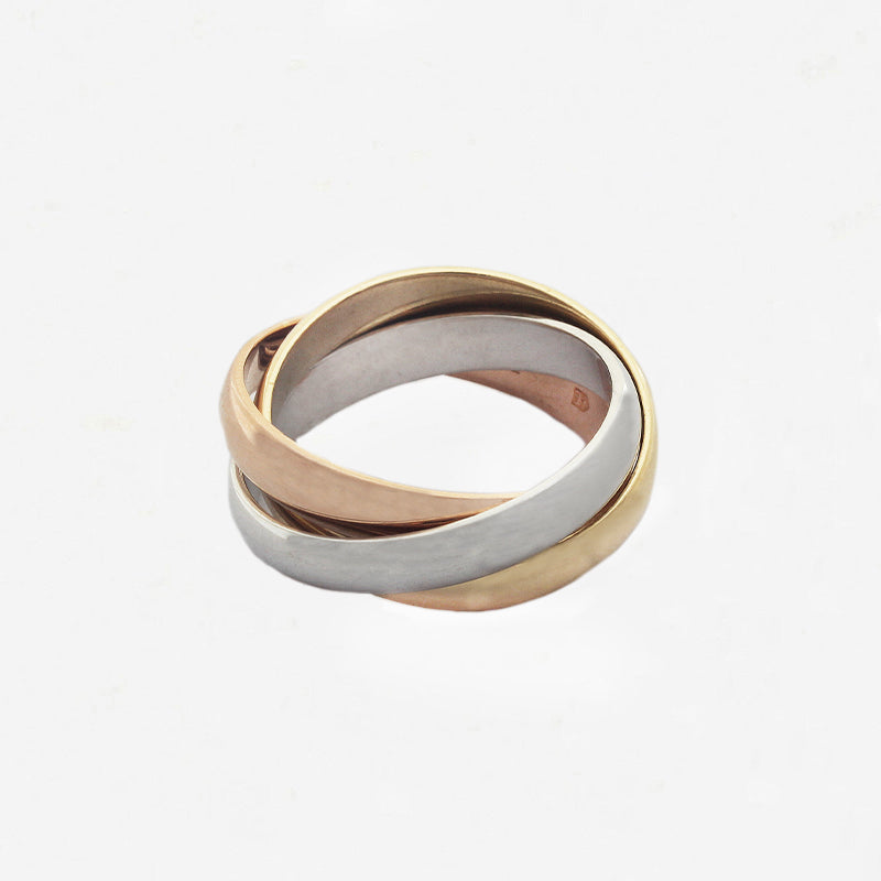 rose white yellow gold entwined wedding ring
