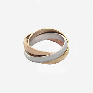 rose white yellow gold entwined wedding ring