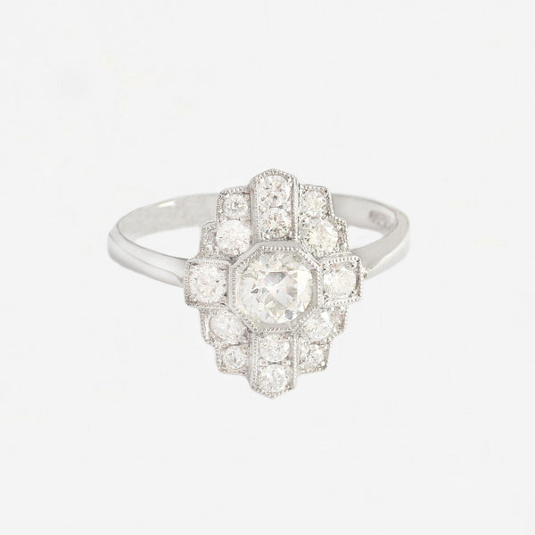 Diamond Art Deco Style Cluster Ring in Platinum - Heritage Collection